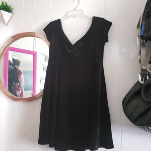 Velvet skater dress | Off the shoulder